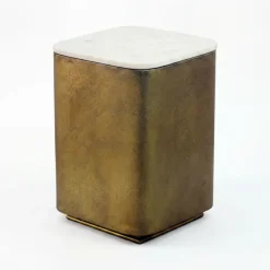 Beistelltisch 33cm mit Marmor Platte weiß Wohnzimmertisch Couchtisch Metall