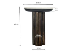 Beistelltisch 36cm mit Marmor Platte weiß Wohnzimmertisch Couchtisch Metall Rund