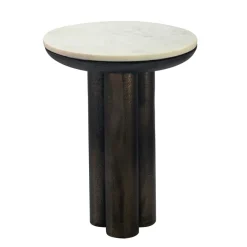 Beistelltisch 36cm mit Marmor Platte weiß Wohnzimmertisch Couchtisch Metall Rund