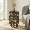 Beistelltisch 30cm schwarz Glas Aluminium Wohnzimmertisch Couchtisch Metall Rund