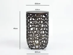 Beistelltisch 30cm schwarz Glas Aluminium Wohnzimmertisch Couchtisch Metall Rund