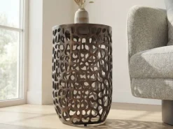 Beistelltisch 30cm schwarz Glas Aluminium Wohnzimmertisch Couchtisch Metall Rund