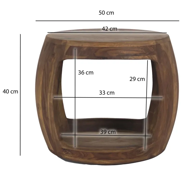 Beistelltisch Ø 50cm Sheesham Massivholz rund Ablage Couchtisch Wohnzimmertisch