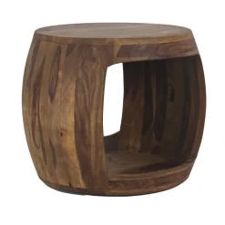 Beistelltisch Ø 50cm Sheesham Massivholz rund Ablage Couchtisch Wohnzimmertisch