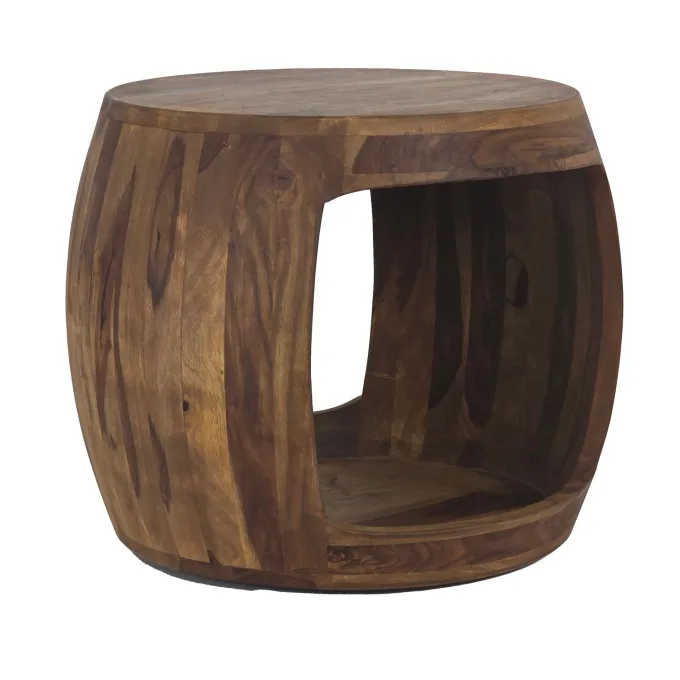Beistelltisch Ø 50cm Sheesham Massivholz rund Ablage Couchtisch Wohnzimmertisch