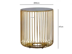 Beistelltisch 40cm Sofatisch Metall Glas Wohnzimmertisch Couchtisch Rund Gold