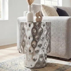 Beistelltisch 36cm Sofatisch Wohnzimmertisch Design Couchtisch Metall Alu Rund