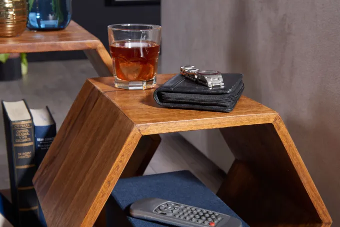 Beistelltisch 2er Set FineBuy Satztisch Wohnzimmertisch Holz Massiv Tisch Klein