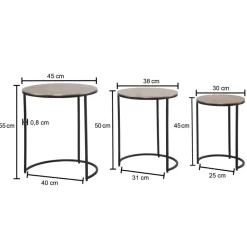 Beistelltisch 3er Set Rund Metall Satztisch Couchtisch Dekotisch 3-teilig gold