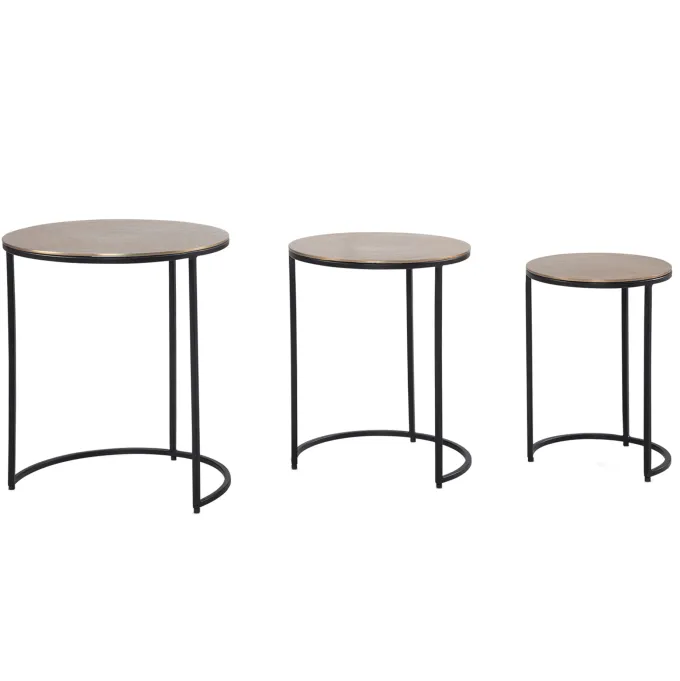 Beistelltisch 3er Set Rund Metall Satztisch Couchtisch Dekotisch 3-teilig gold