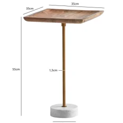 Beistelltisch FineBuy Anstelltisch Massivholz Marmor 35x35 cm Wohnzimmertisch