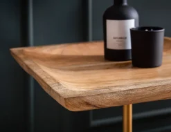 Beistelltisch FineBuy Anstelltisch Massivholz Marmor 35x35 cm Wohnzimmertisch