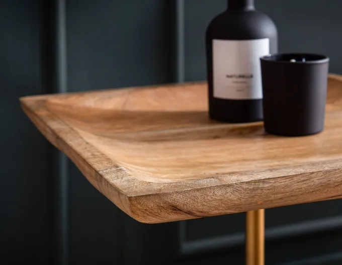 Beistelltisch FineBuy Anstelltisch Massivholz Marmor 35x35 cm Wohnzimmertisch