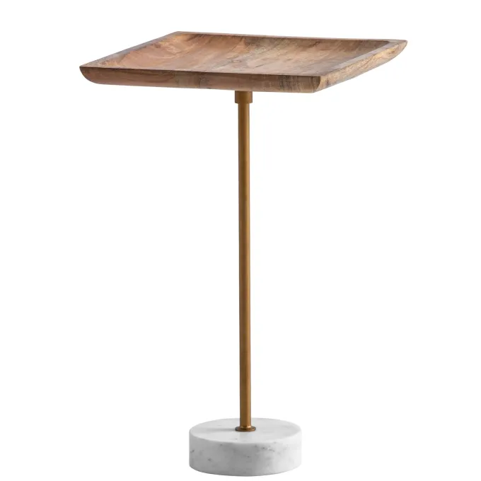 Beistelltisch FineBuy Anstelltisch Massivholz Marmor 35x35 cm Wohnzimmertisch