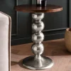 Beistelltisch FineBuy Anstelltisch Massivholz Metall Ø 50 cm Wohnzimmertisch
