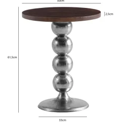 Beistelltisch FineBuy Anstelltisch Massivholz Metall Ø 50 cm Wohnzimmertisch