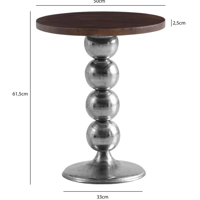 Beistelltisch FineBuy Anstelltisch Massivholz Metall Ø 50 cm Wohnzimmertisch