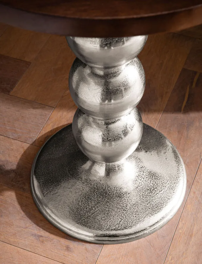 Beistelltisch FineBuy Anstelltisch Massivholz Metall Ø 50 cm Wohnzimmertisch