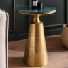 Beistelltisch FineBuy Anstelltisch Echter Marmor 40 cm Wohnzimmertisch Grün