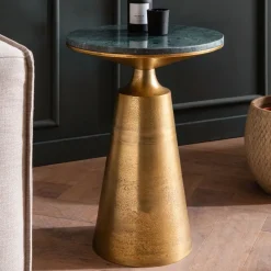 Beistelltisch FineBuy Anstelltisch Echter Marmor 40 cm Wohnzimmertisch Grün