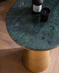 Beistelltisch FineBuy Anstelltisch Echter Marmor 40 cm Wohnzimmertisch Grün