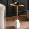 Beistelltisch FineBuy Echter Marmor Ø 34 cm Anstelltisch Wohnzimmertisch Rund