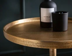 Beistelltisch FineBuy Echter Marmor Ø 34 cm Anstelltisch Wohnzimmertisch Rund
