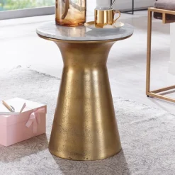 Beistelltisch FineBuy Echter Marmor Sofatisch Ø 35 cm Tisch Wohnzimmertisch Rund