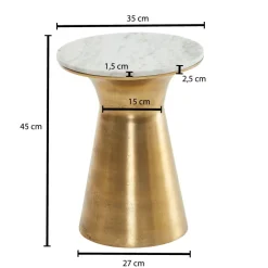 Beistelltisch FineBuy Echter Marmor Sofatisch Ø 35 cm Tisch Wohnzimmertisch Rund