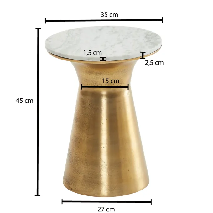 Beistelltisch FineBuy Echter Marmor Sofatisch Ø 35 cm Tisch Wohnzimmertisch Rund