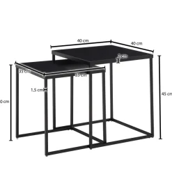 Beistelltisch FineBuy Satztisch Metall 2 teilig Couchtisch Tisch Set Schwarz