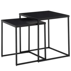 Beistelltisch FineBuy Satztisch Metall 2 teilig Couchtisch Tisch Set Schwarz