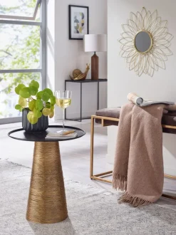 Beistelltisch FineBuy Sofatisch Metall Ø 40 cm Tisch Wohnzimmertisch Rund Gold