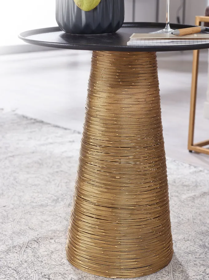 Beistelltisch FineBuy Sofatisch Metall Ø 40 cm Tisch Wohnzimmertisch Rund Gold