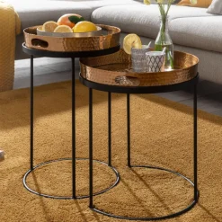 Beistelltisch FineBuy Sofatisch Set Metall Tabletttisch Couchtisch Tisch Rund