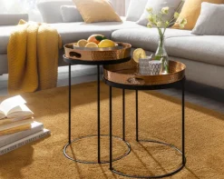 Beistelltisch FineBuy Sofatisch Set Metall Tabletttisch Couchtisch Tisch Rund