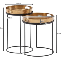Beistelltisch FineBuy Sofatisch Set Metall Tabletttisch Couchtisch Tisch Rund