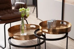 Beistelltisch FineBuy Sofatisch Set Metall Tabletttisch Couchtisch Tisch Rund
