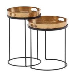 Beistelltisch FineBuy Sofatisch Set Metall Tabletttisch Couchtisch Tisch Rund