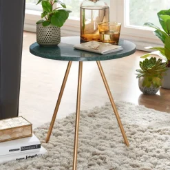 Beistelltisch FineBuy Sofatisch Echter Marmor Ø 38 cm Tisch Wohnzimmertisch Rund