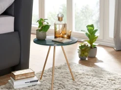Beistelltisch FineBuy Sofatisch Echter Marmor Ø 38 cm Tisch Wohnzimmertisch Rund