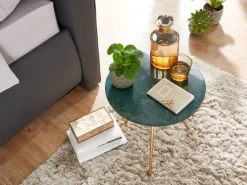 Beistelltisch FineBuy Sofatisch Echter Marmor Ø 38 cm Tisch Wohnzimmertisch Rund