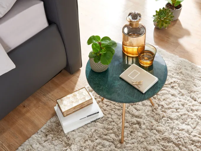 Beistelltisch FineBuy Sofatisch Echter Marmor Ø 38 cm Tisch Wohnzimmertisch Rund