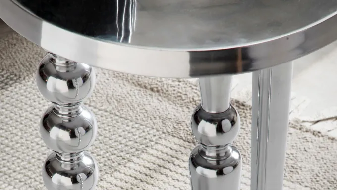 Beistelltisch FineBuy Sofatisch Metall Silber 44x44x63 cm Wohnzimmertisch Rund