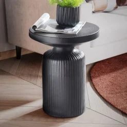 Beistelltisch FineBuy Sofatisch Metall Schwarz 40x40x50 cm Wohnzimmertisch Rund