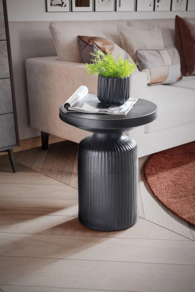 Beistelltisch FineBuy Sofatisch Metall Schwarz 40x40x50 cm Wohnzimmertisch Rund