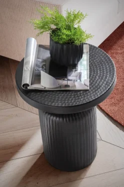 Beistelltisch FineBuy Sofatisch Metall Schwarz 40x40x50 cm Wohnzimmertisch Rund