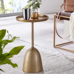Beistelltisch FineBuy Sofatisch Metall Ø 33 cm Tisch Wohnzimmertisch Rund Gold