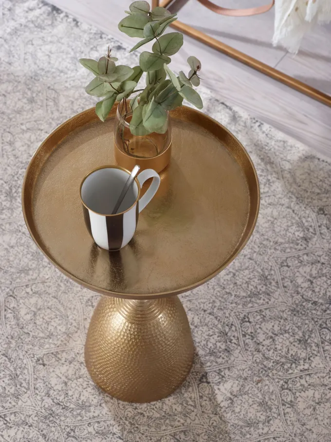 Beistelltisch FineBuy Sofatisch Metall Ø 33 cm Tisch Wohnzimmertisch Rund Gold