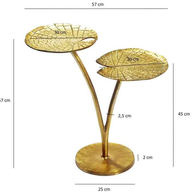 Beistelltisch Gold 57cm Alu Anstelltisch Blatt Wohnzimmertisch Couchtisch Rund